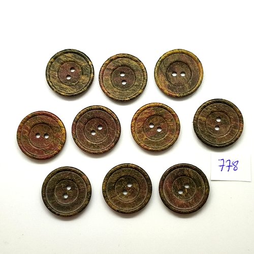 10 boutons en résine marron dégradé - vintage - 22mm - tr778