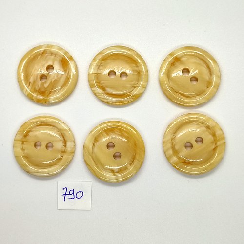 6 boutons en résine beige - vintage - 31mm - tr790