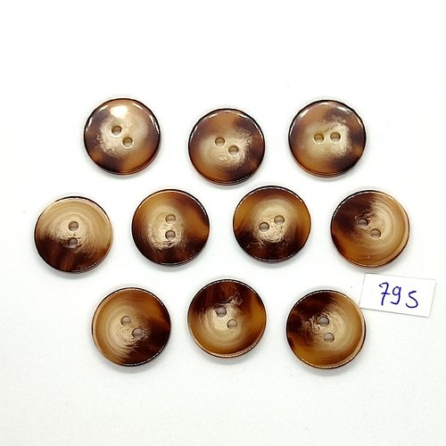 10 boutons en résine marron et beige - vintage - 18mm - tr795