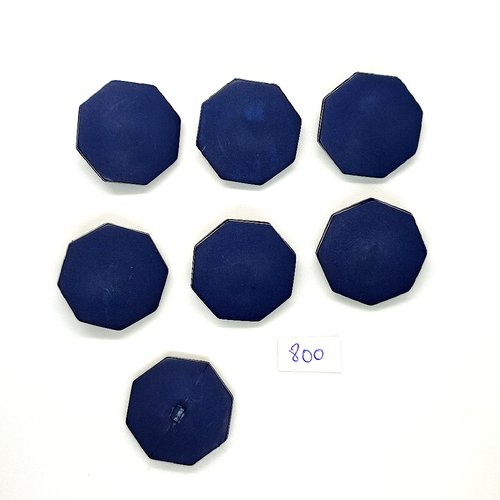 7 boutons en résine bleu - vintage - 32mm - tr800