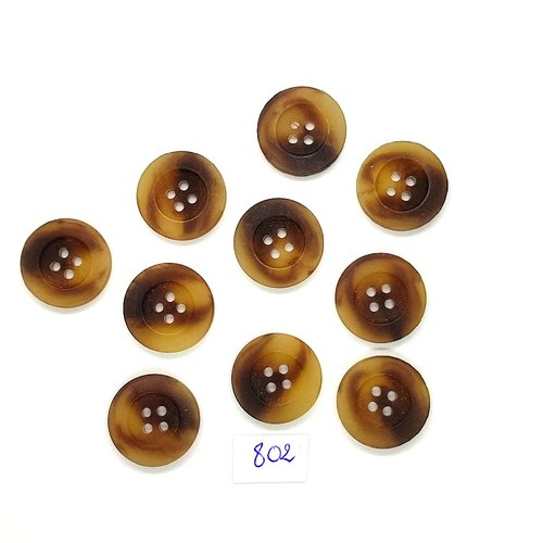 10 boutons en résine marron et beige - vintage - 20mm - tr802