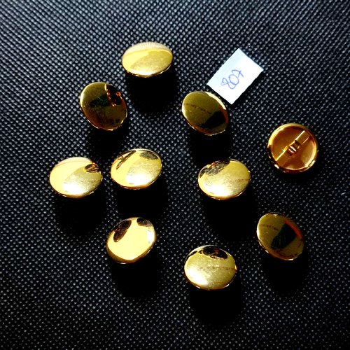 10 boutons en métal doré - vintage - 17mm - tr807