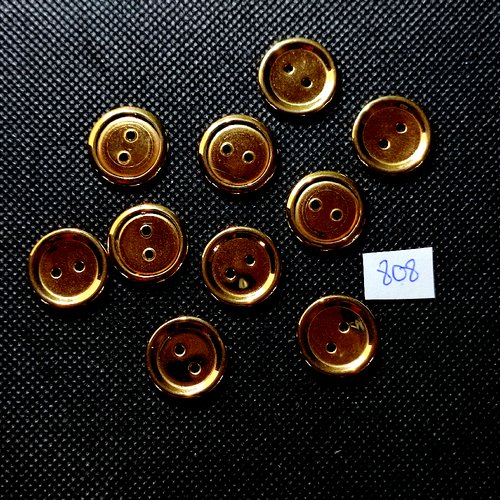 10 boutons en métal doré - vintage - 18mm - tr808