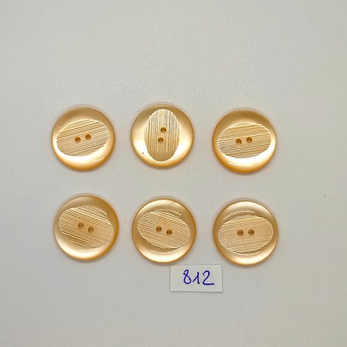 6 boutons en résine orange - vintage - 27mm - tr812