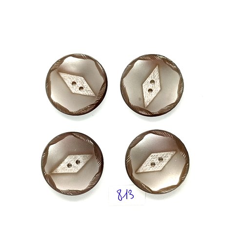 4 boutons en résine gris - vintage - 30mm - tr813