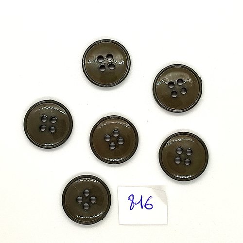 6 boutons en résine vert - vintage - 18mm - tr816