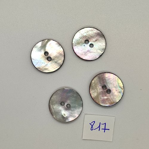 4 boutons en nacre gris - vintage - 20mm - tr817