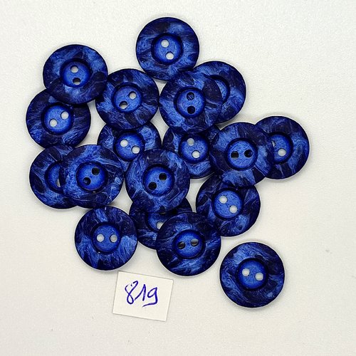 18 boutons en résine bleu - vintage - 15mm - tr819