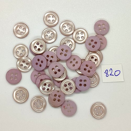40 boutons en résine rose très clair - vintage - 10mm - tr821