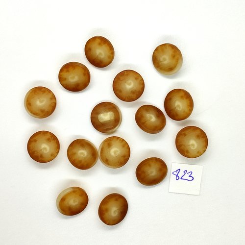 15 boutons en résine marron et beige - vintage - 15mm - tr823