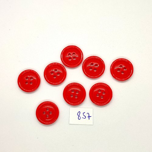 8 boutons en résine rouge - vintage - 18mm - tr857
