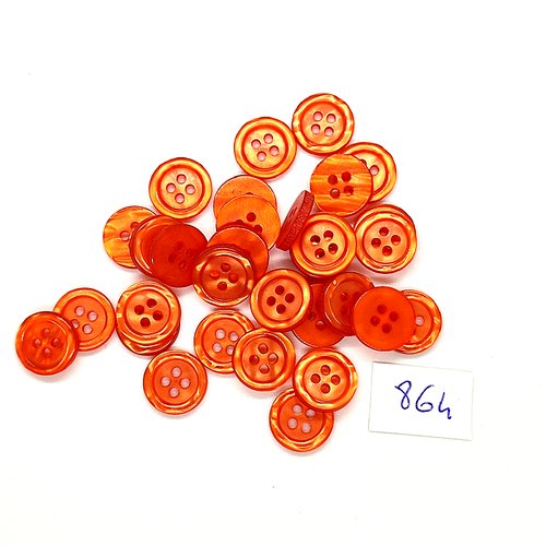 34 boutons en résine orange / rouge - vintage - 12mm - tr864