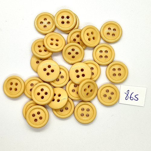 24 boutons en résine jaune / beige - vintage - 15mm - tr865