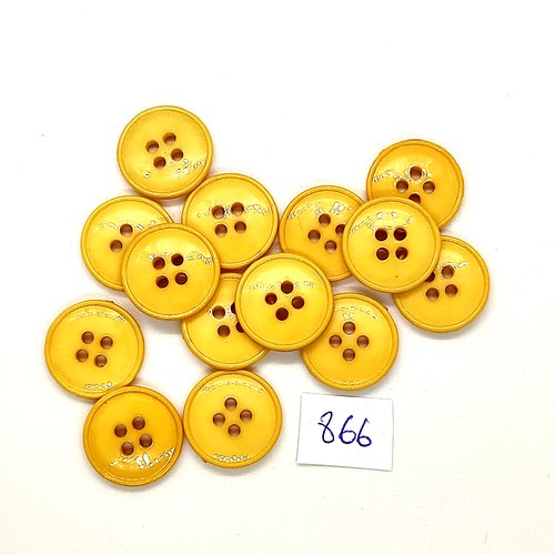 13 boutons en résine jaune - vintage - 12mm - tr866