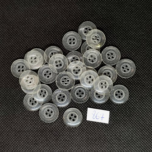 30 boutons en résine transparent - vintage - 15mm - tr867