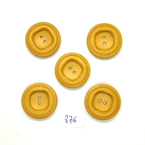 5 boutons en résine beige / ocre - vintage - 27mm - tr876