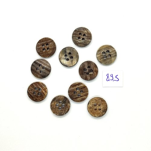 10 boutons en résine marron - vintage - 15mm - tr895