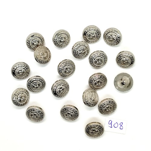 20 boutons en résine argenté - vintage - 14mm - tr908