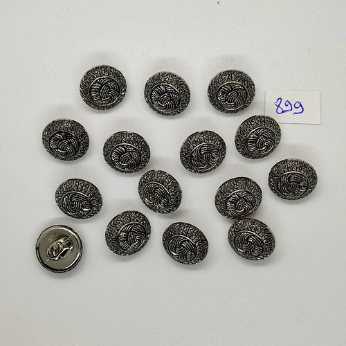 15 boutons en résine argenté - vintage - 15mm - tr899