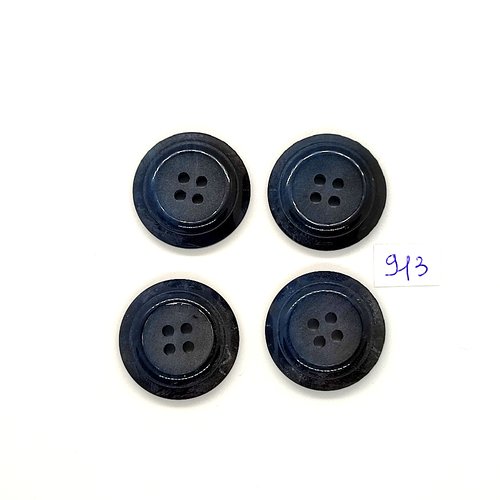 4 boutons en résine gris / bleu- vintage - 27mm - tr913