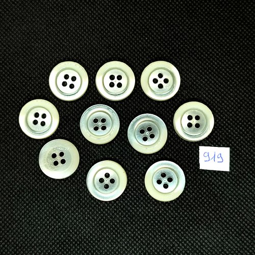 10 boutons en résine jaune très clair - vintage - 18mm - tr919