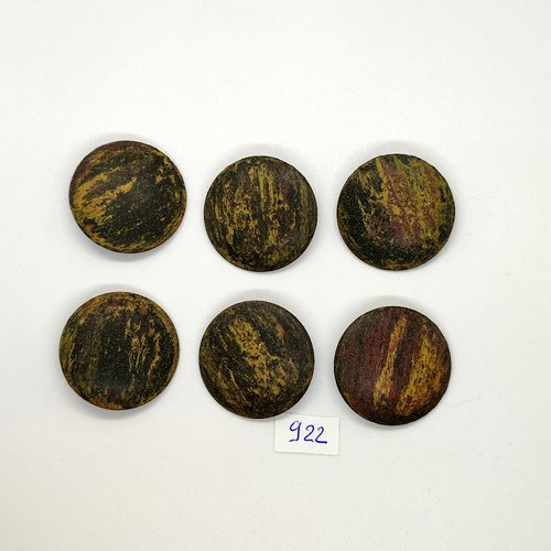 6 boutons en résine marron dégradé - vintage - 31mm - tr921
