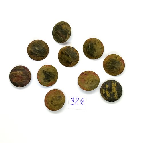 10 boutons en résine marron / vert  - vintage - 18mm - tr928