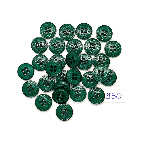 30 boutons en résine vert - mécano  - vintage - 12mm - tr930