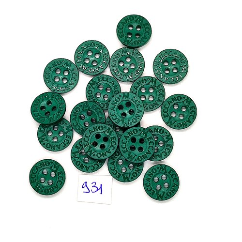 20 boutons en résine vert - mécano  - vintage - 15mm - tr931