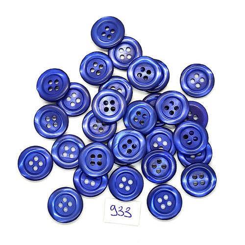 30 boutons en résine bleu foncé - vintage - 15mm - tr933
