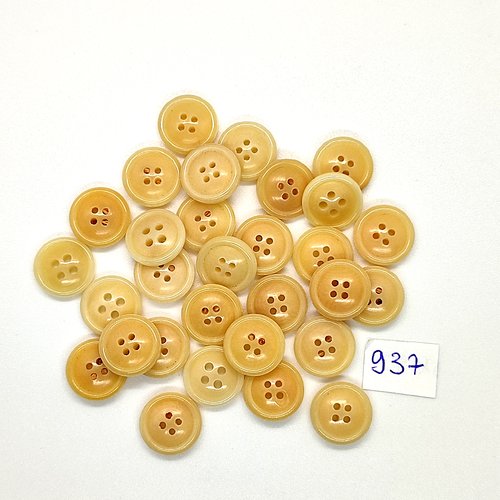 30 boutons en résine beige clair - vintage - 13mm - tr937
