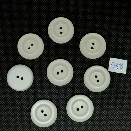 8 boutons en résine blanc dessous et ivoire dessus- vintage - 22mm - tr938