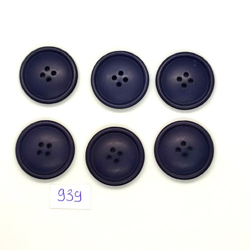 6 boutons en résine bleu foncé - vintage - 27mm - tr939