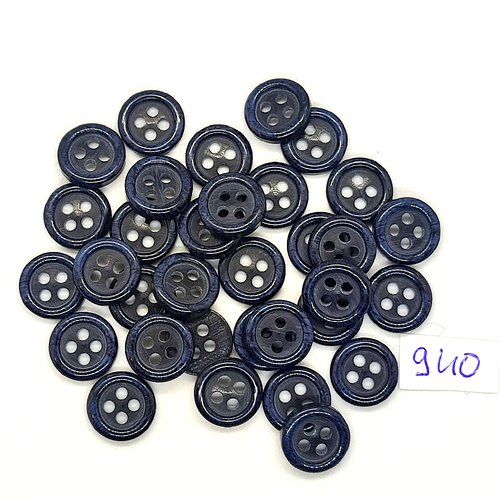 33 boutons en résine bleu foncé - vintage - 12mm - tr940