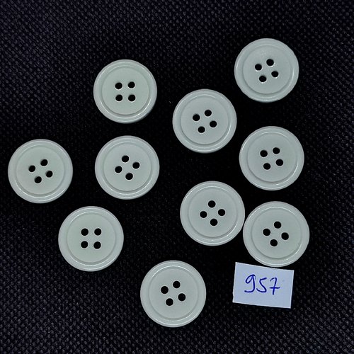10 boutons en résine blanc - vintage - 18mm - tr957