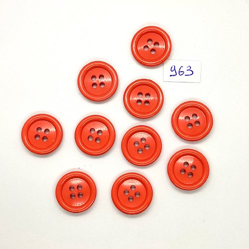 11 boutons en résine orange foncé - vintage - 19mm - tr963