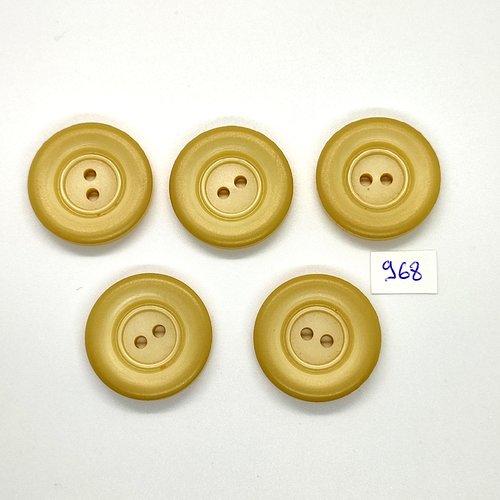 5 boutons en résine beige - vintage - 30mm - tr968
