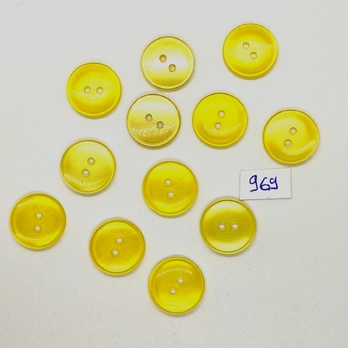 12 boutons en résine jaune - vintage - 18mm - tr969
