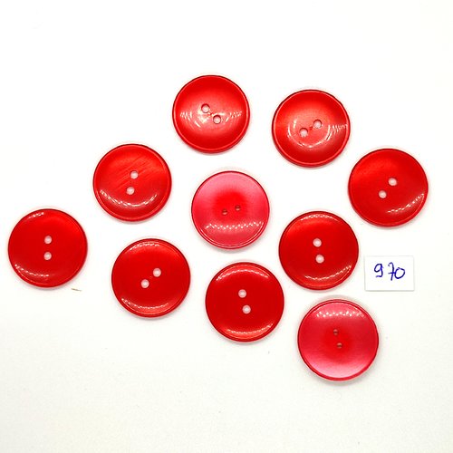 10 boutons en résine rouge - vintage - 22mm - tr970