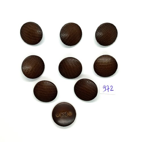 9 boutons en résine marron - vintage - 20mm - tr972