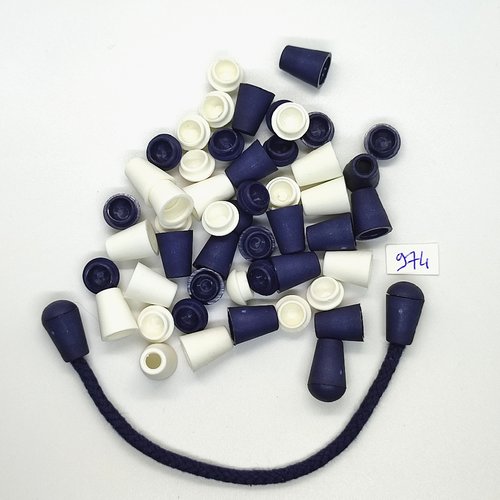 13 paires d'embouts pour cordon - 7 paires de bleu et 6 paires blanc - 11x14mm - tr974