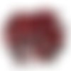 65 perles en verre rouge foncé et argenté - 13mm et 10mm