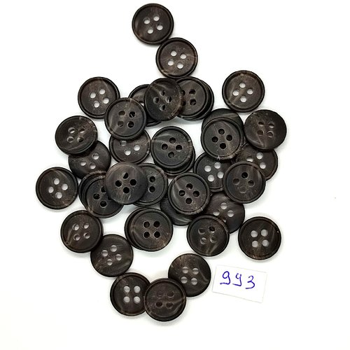 39 boutons en résine gris foncé - vintage - 15mm - tr993
