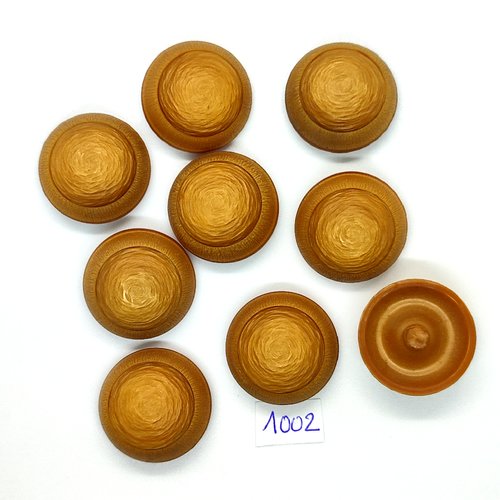 9 boutons en résine marron - vintage - 27mm - tr1002