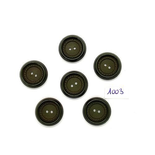 6 boutons en résine vert - vintage - 22mm - tr1003