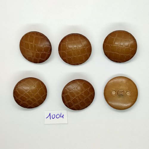 6 boutons en résine marron - vintage - 25mm - tr1004