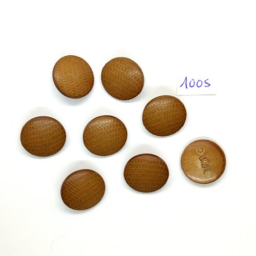 8 boutons en résine marron - vintage - 20mm - tr1005