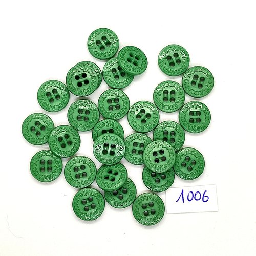 28 boutons en résine vert (mécano) - vintage - 12mm - tr1006