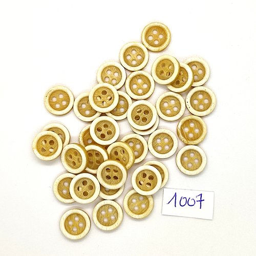 35 boutons en résine beige - vintage - 11mm - tr1007