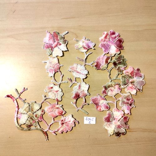 3 appliques à coudre fleur ton rose - vintage - taille diverse - tr1042-2